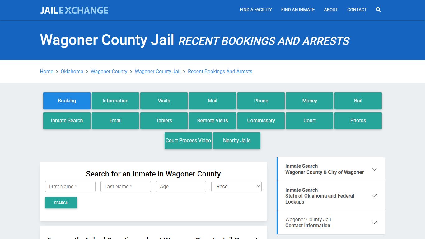 Wagoner County Jail Recent Bookings And Arrests - Jail Exchange